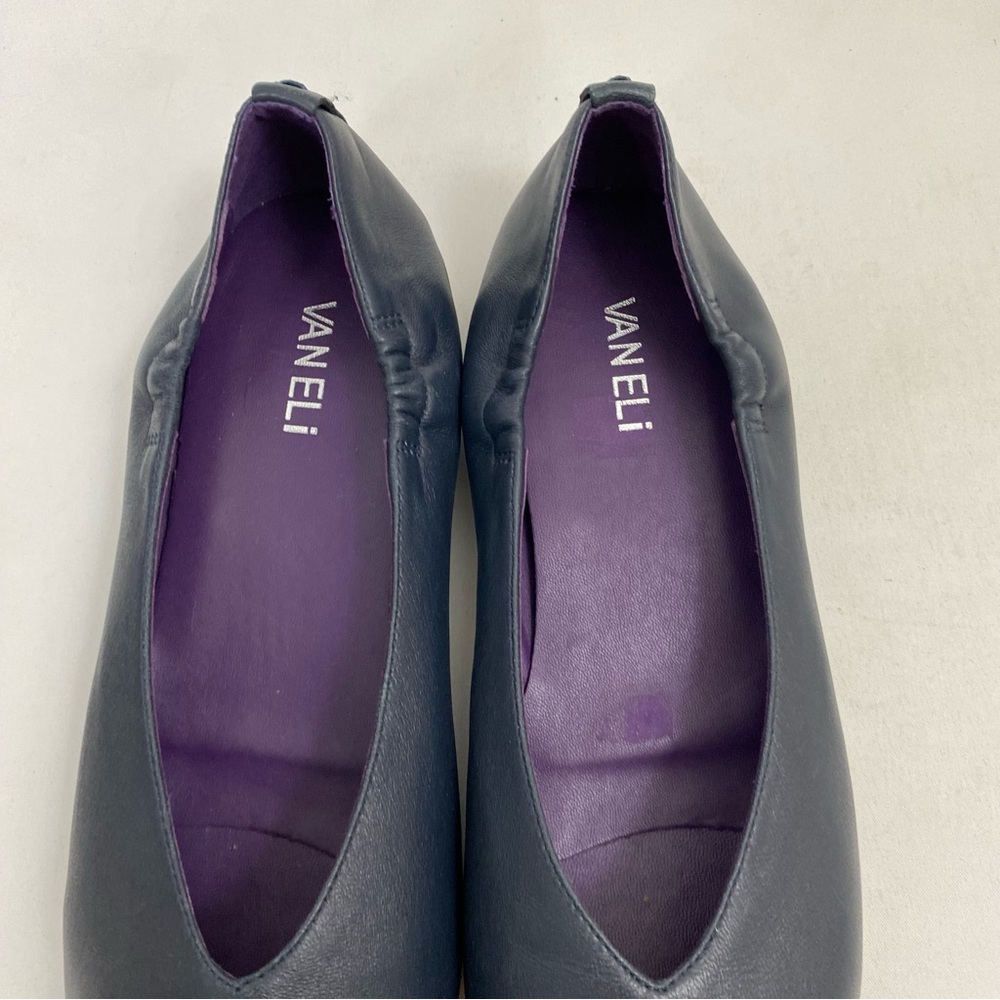 VANELI Blue Leather Ballet Flat Slip On Women Shoes 10 M Casual Dress - Picture 4 of 12